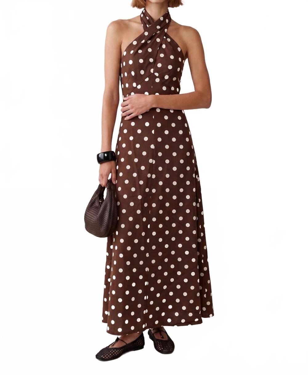 NEW FEW MODA noelle dress in brown polka dot